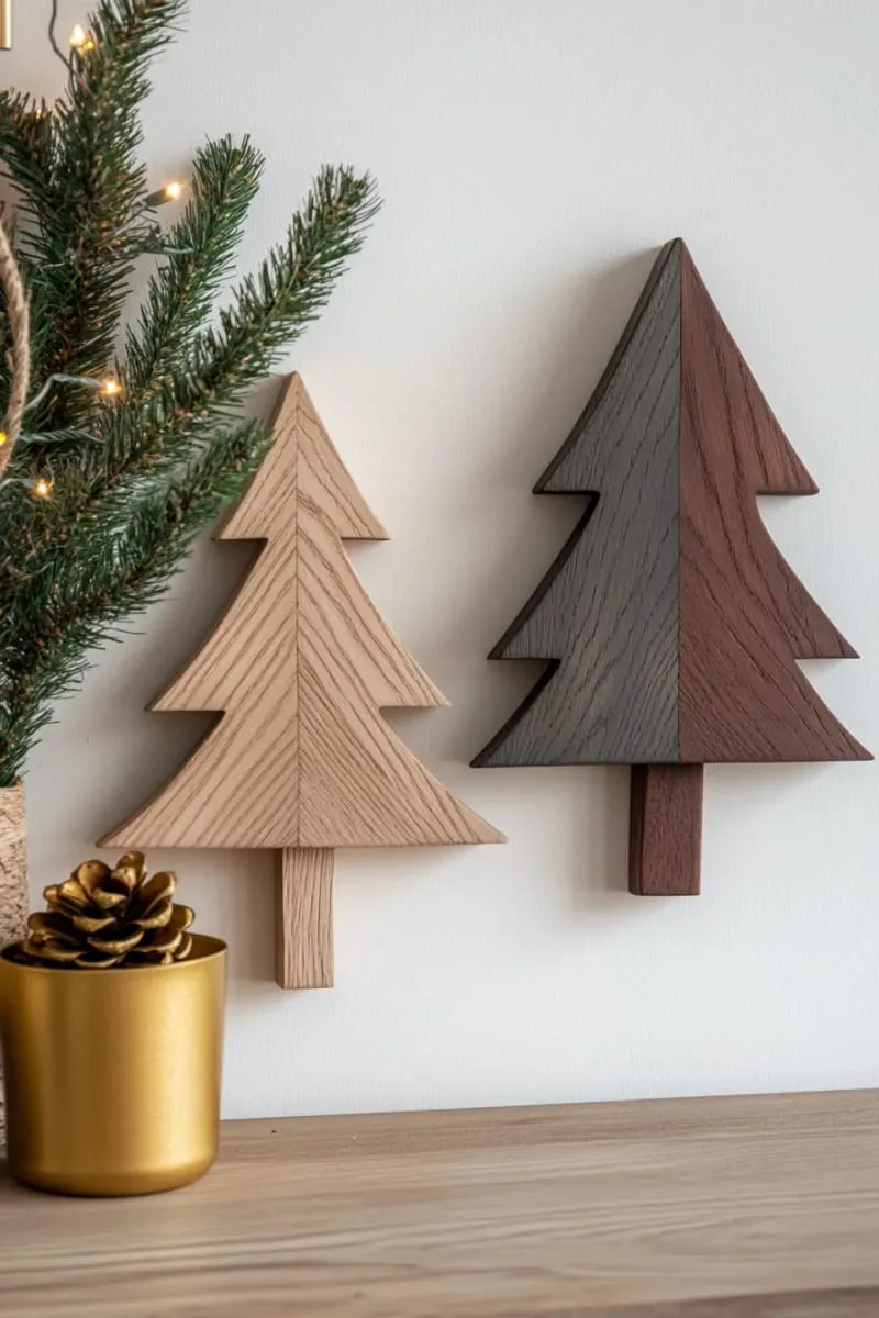 29 Best Christmas Decorations Trends You Can't Miss This Year 2 minimalist wall-mounted wooden christmas tree with twinkle lights 1