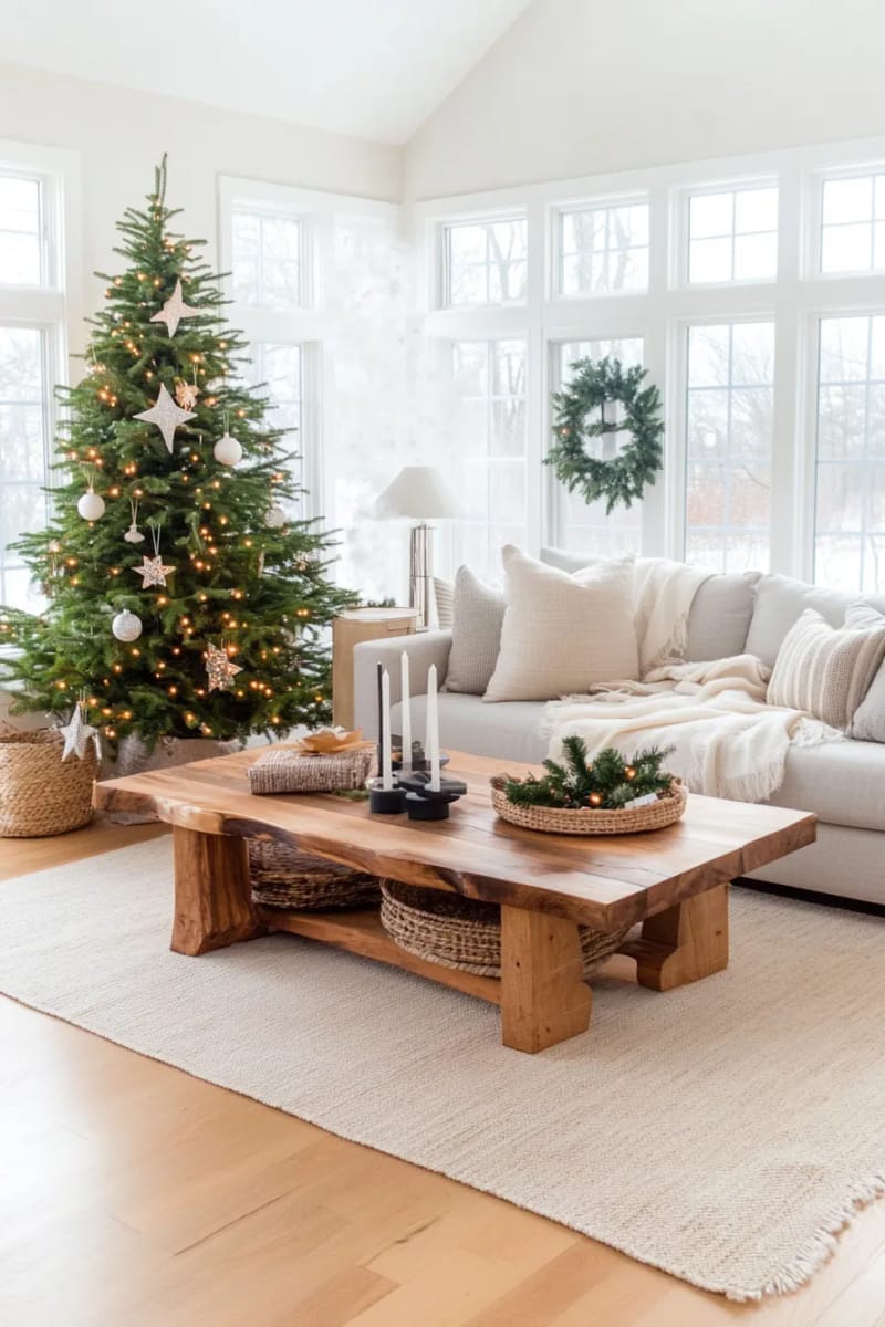 modern scandinavian minimal decor with white lights and wooden accents 1