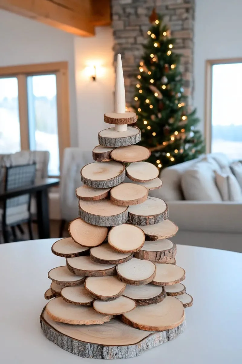 29 Best Christmas Decorations Trends You Can't Miss This Year 100 modern tabletop tree made from stacked wood circles 1