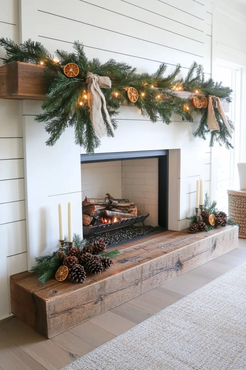 natural dried orange slice garland with sprigs of fir and cinnamon 1