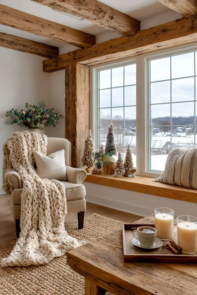 29 Simple Christmas Decor Ideas for a Beautiful Holiday Season 17 neutral-toned mini christmas trees on a windowsill 1