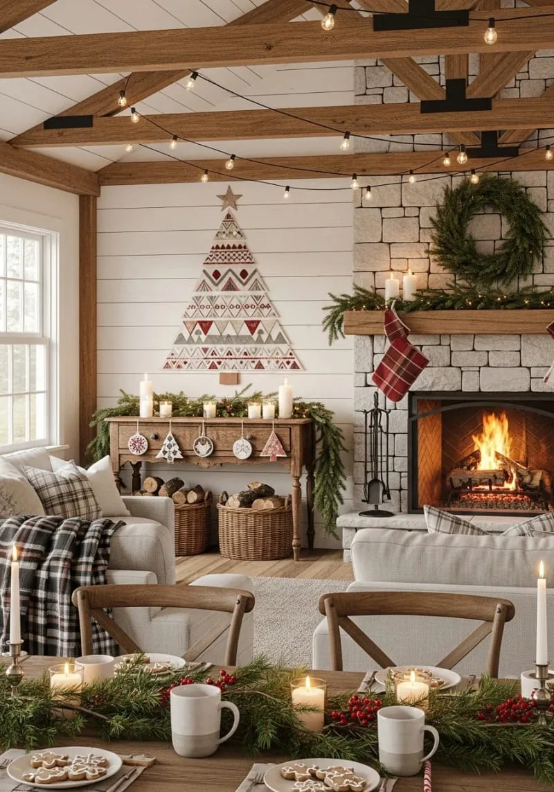 nordic-style christmas tree wall hanging with geometric patterns 1