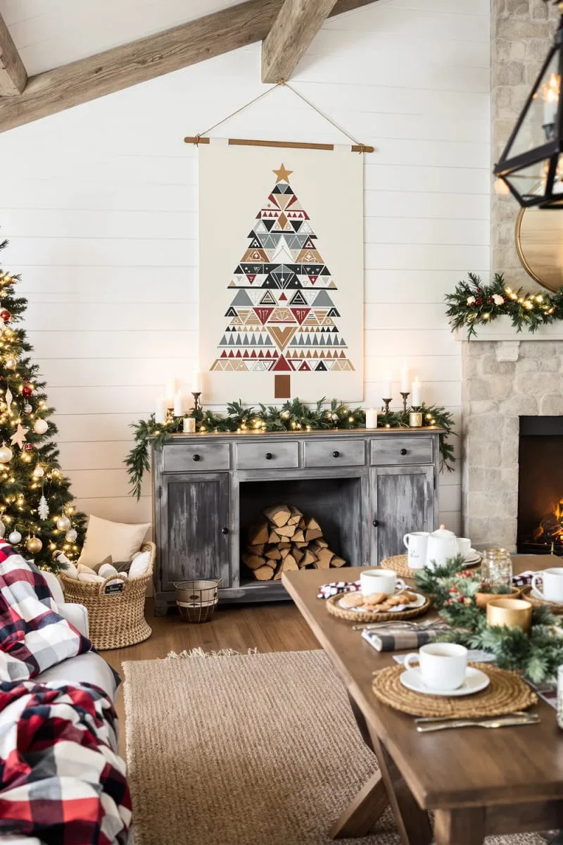 nordic-style christmas tree wall hanging with geometric patterns 1