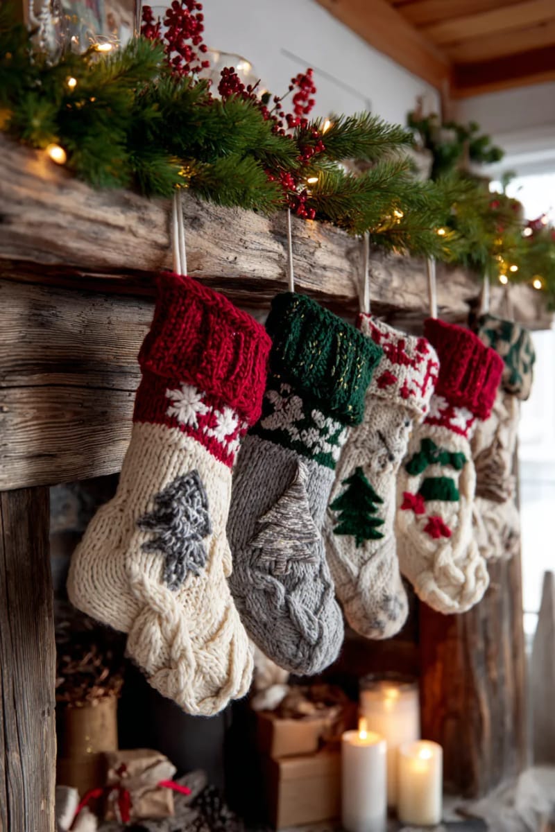 25 Upcycled Christmas Crafts DIY: Unique & Budget Friendly Decor Ideas 65 old sweater mitten stockings with festive felt appliqués 1