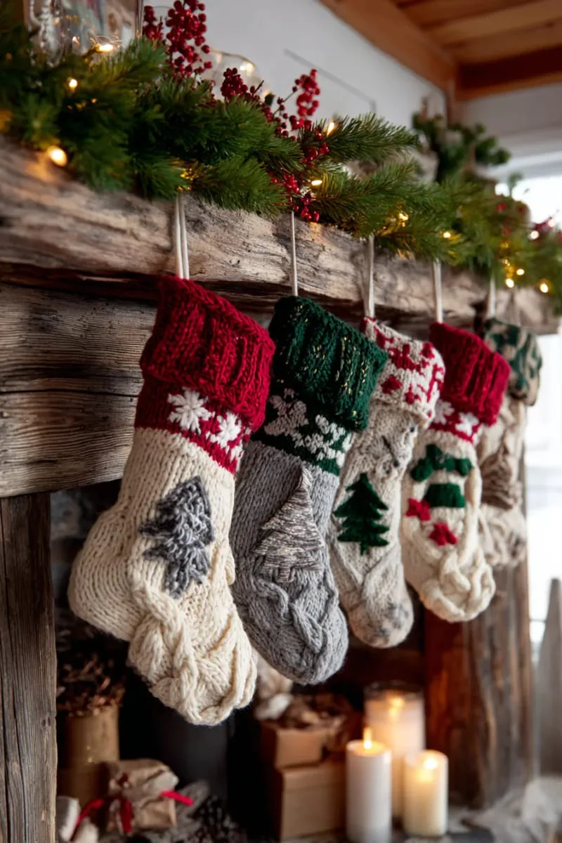 25 Upcycled Christmas Crafts DIY: Unique & Budget Friendly Decor Ideas 64 old sweater mitten stockings with festive felt appliqués 1