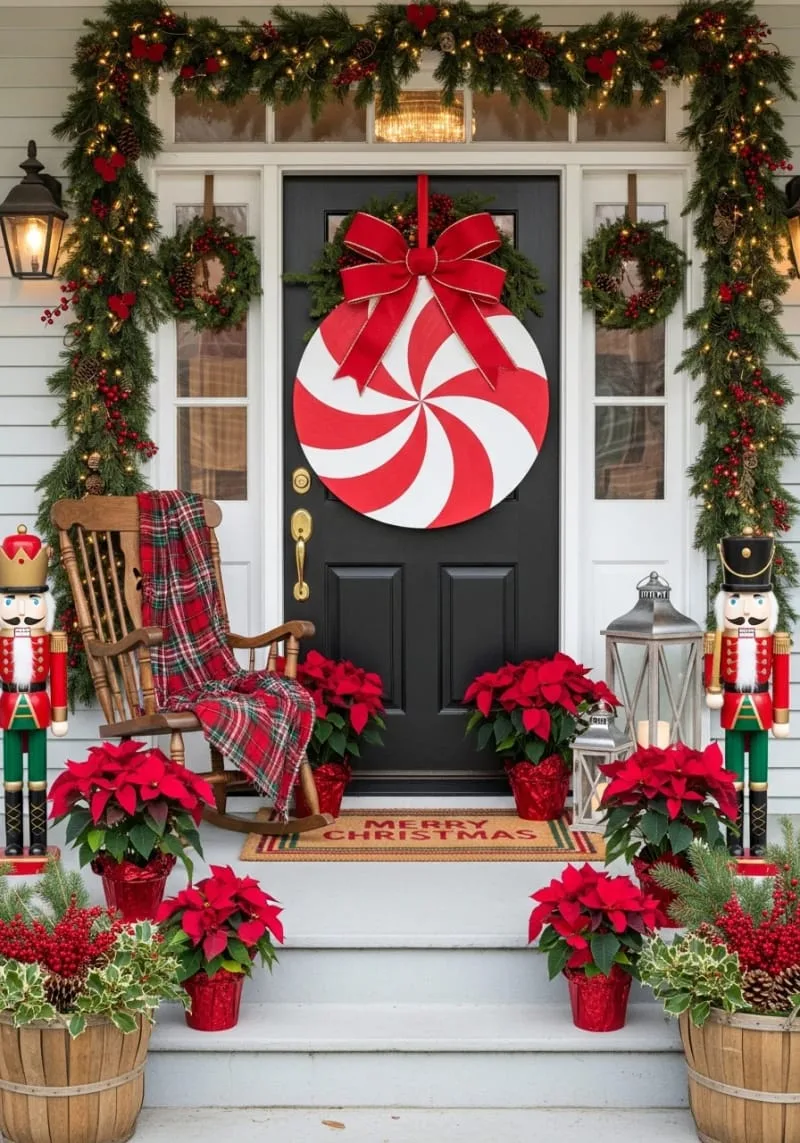 oversized peppermint swirl door hanger using painted cardboard and ribbon 1