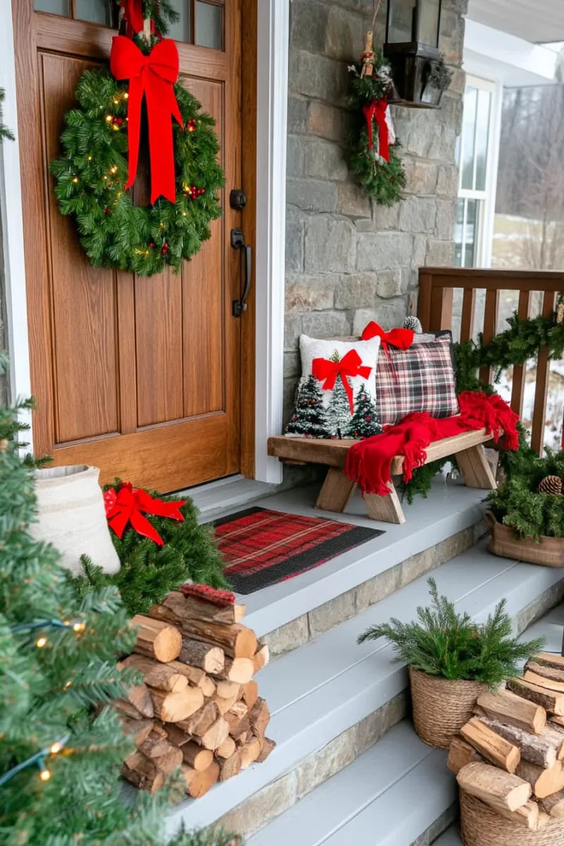 29 Best Christmas Decorations Trends You Can't Miss This Year 43 oversized red ribbon bows on classic evergreen wreaths 1