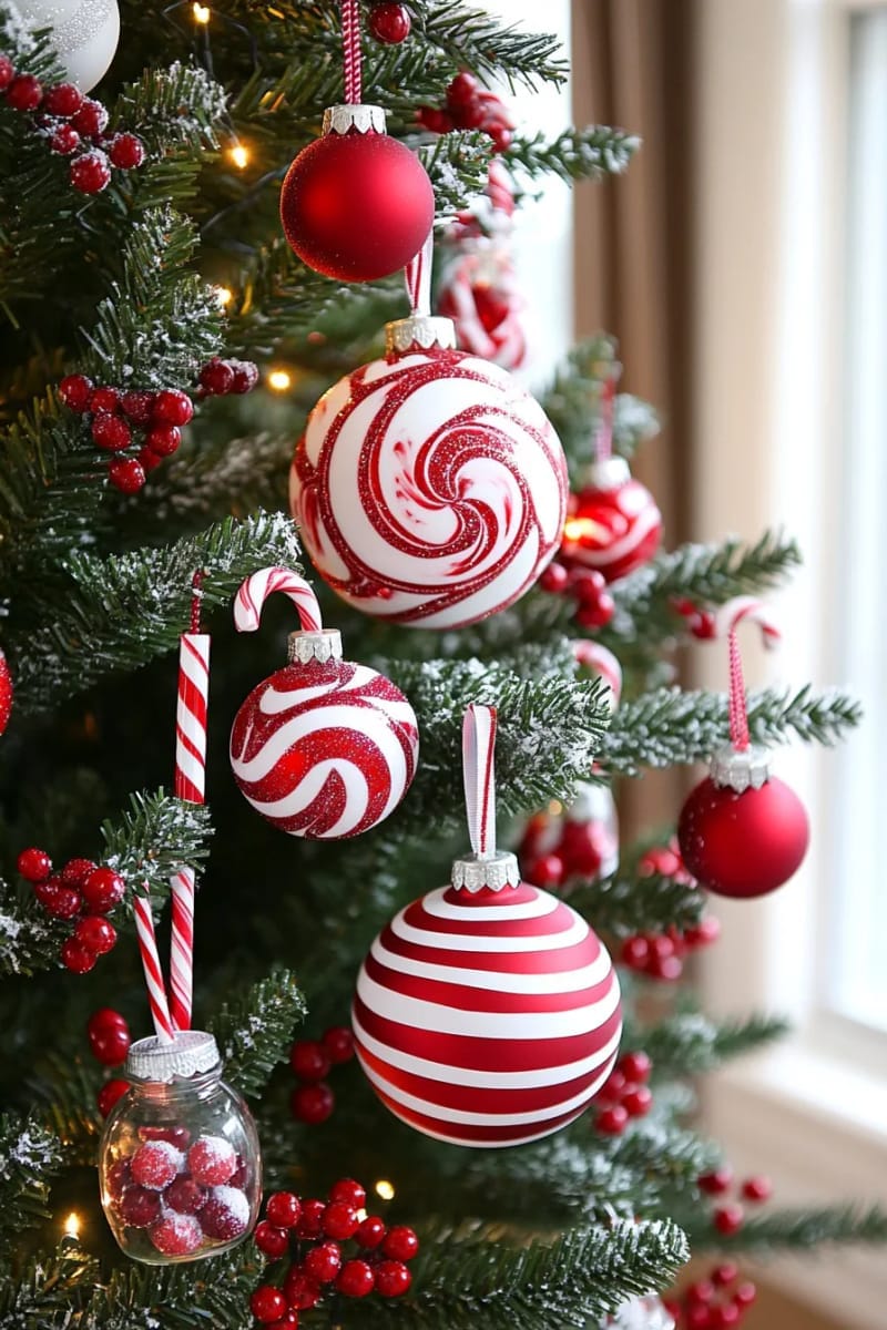 27 Unique Homemade Christmas Decorations You'll Love 6 peppermint swirl paper ornaments for a candy cane tree theme 1