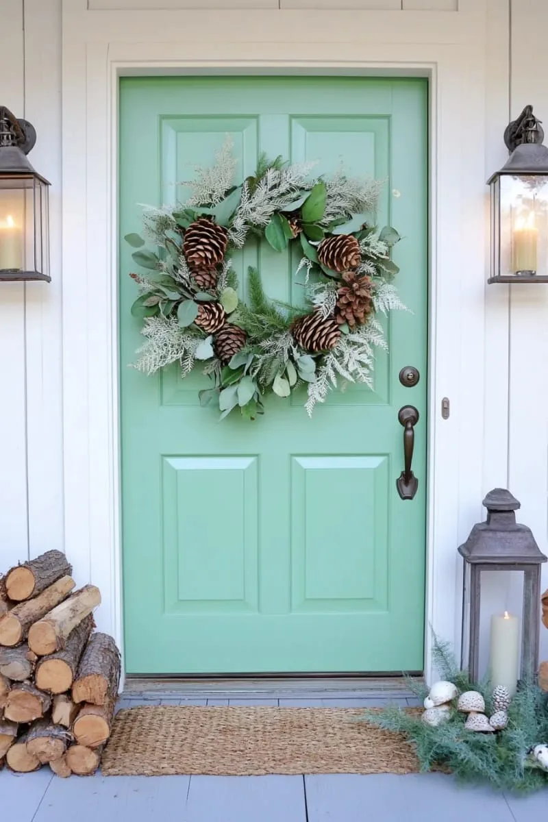 pinecone and eucalyptus wreath for a woodland-inspired door 1