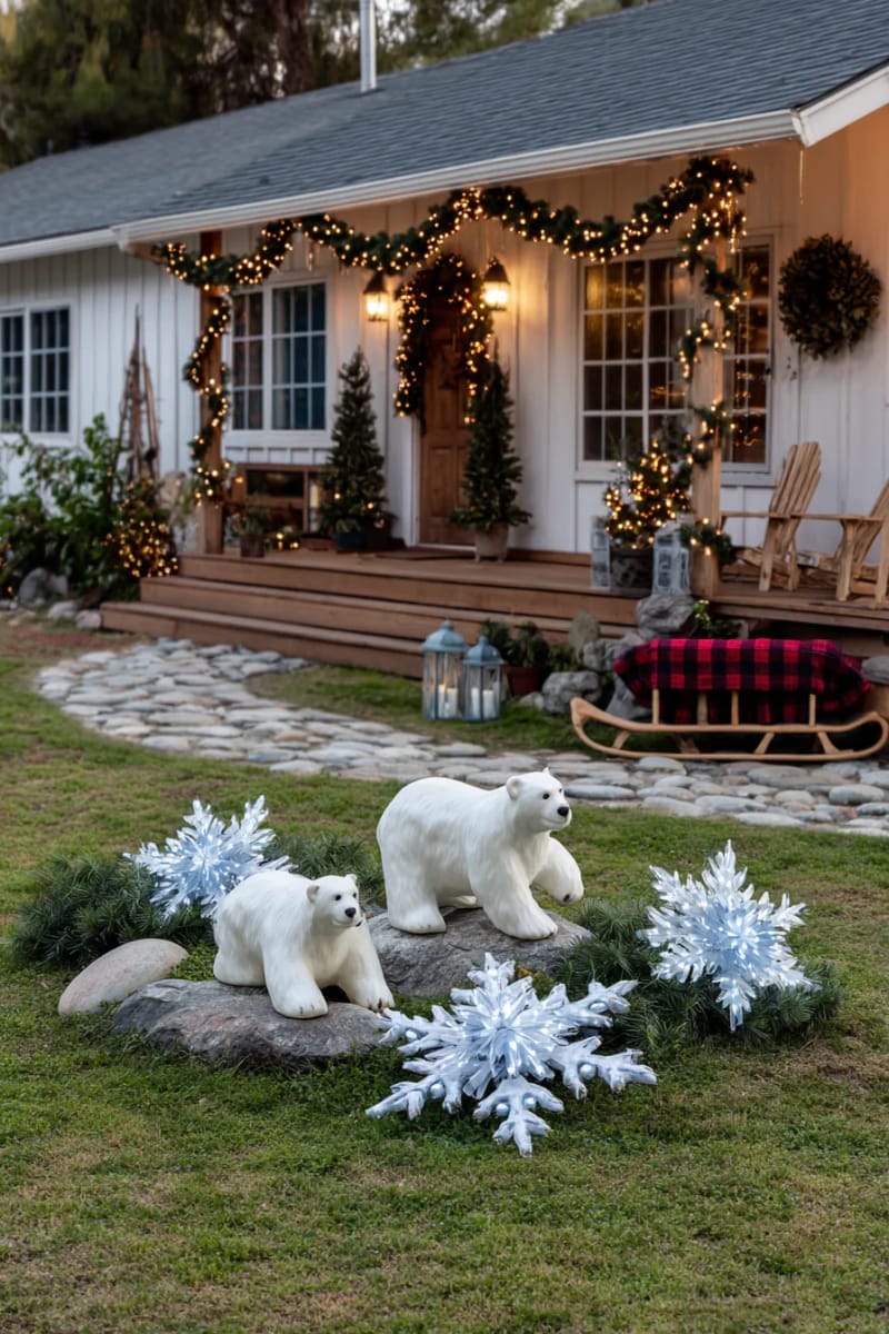 polar bear family with glowing led fur and icy blue snowflakes 1