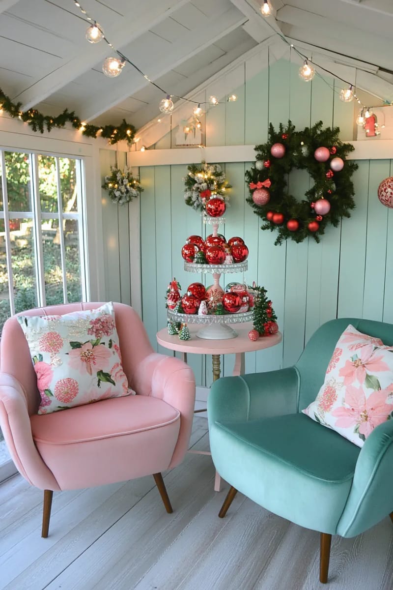 23 Kitsch Christmas Decor Ideas Full of Color, Whimsy, and Cheer 33 Cherry red and lime green ornaments 1