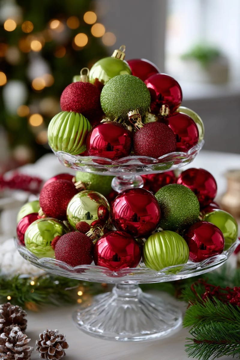 23 Kitsch Christmas Decor Ideas Full of Color, Whimsy, and Cheer 34 Cherry red and lime green ornaments 2