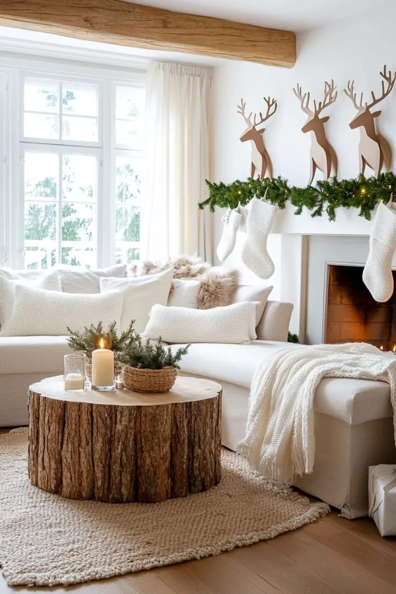 reindeer silhouettes cut from cardboard, painted pale gray 1