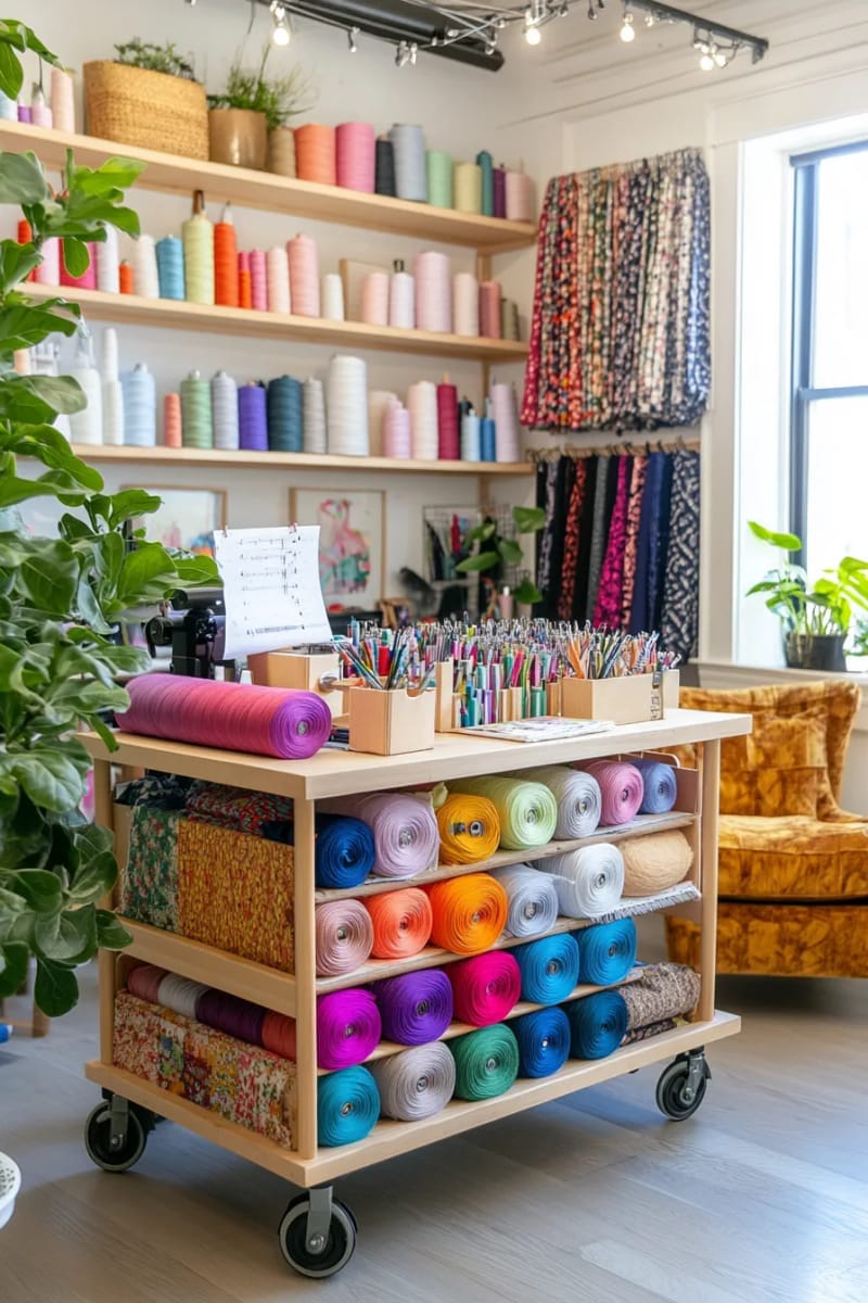 repurposed ikea carts for mobile sewing supply storage 1