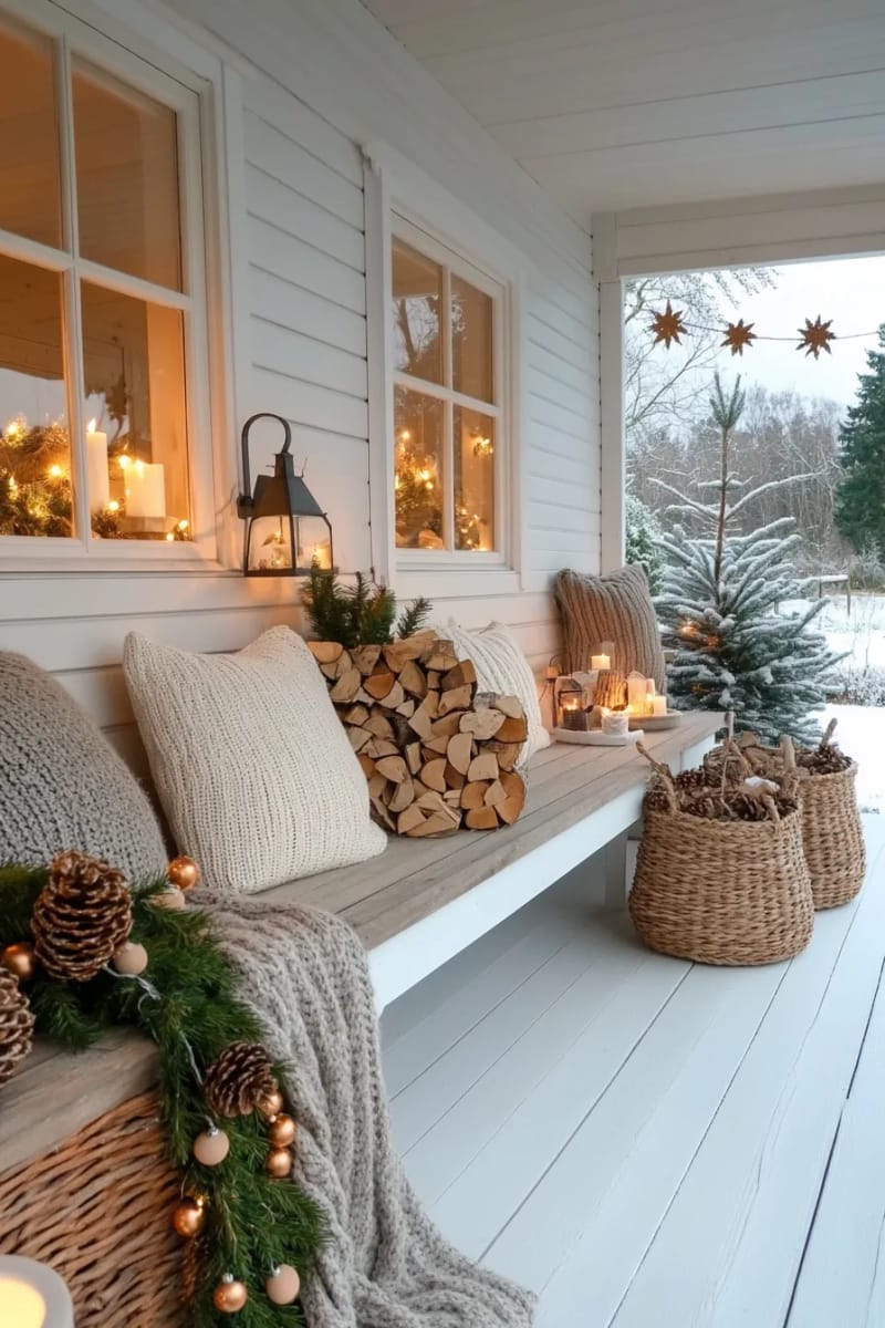 scandinavian-inspired garland of wooden beads and pinecones on the wall 1