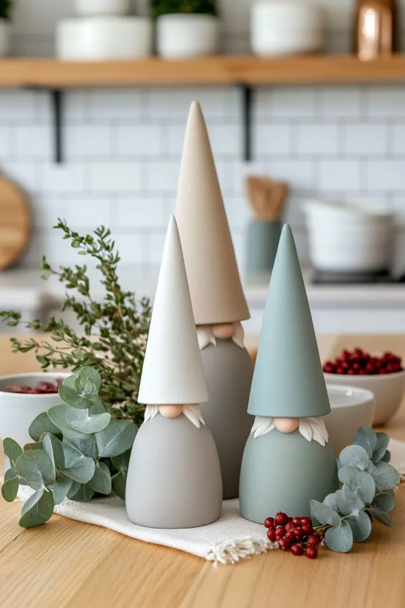 29 Creative Christmas Kitchen Decor Ideas You'll Absolutely Love 53 scandinavian-inspired gnome figurines on the kitchen table 1