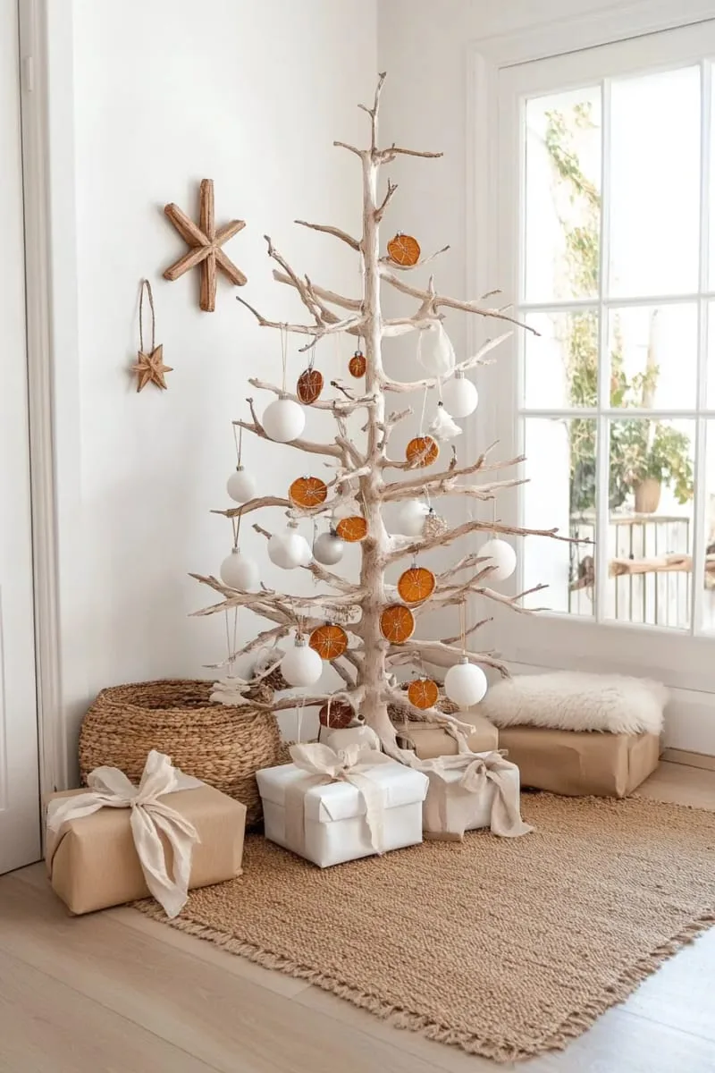 29 Best Christmas Decorations Trends You Can't Miss This Year 36 scandinavian inspired tree with all-neutral decorations and dried oranges 1