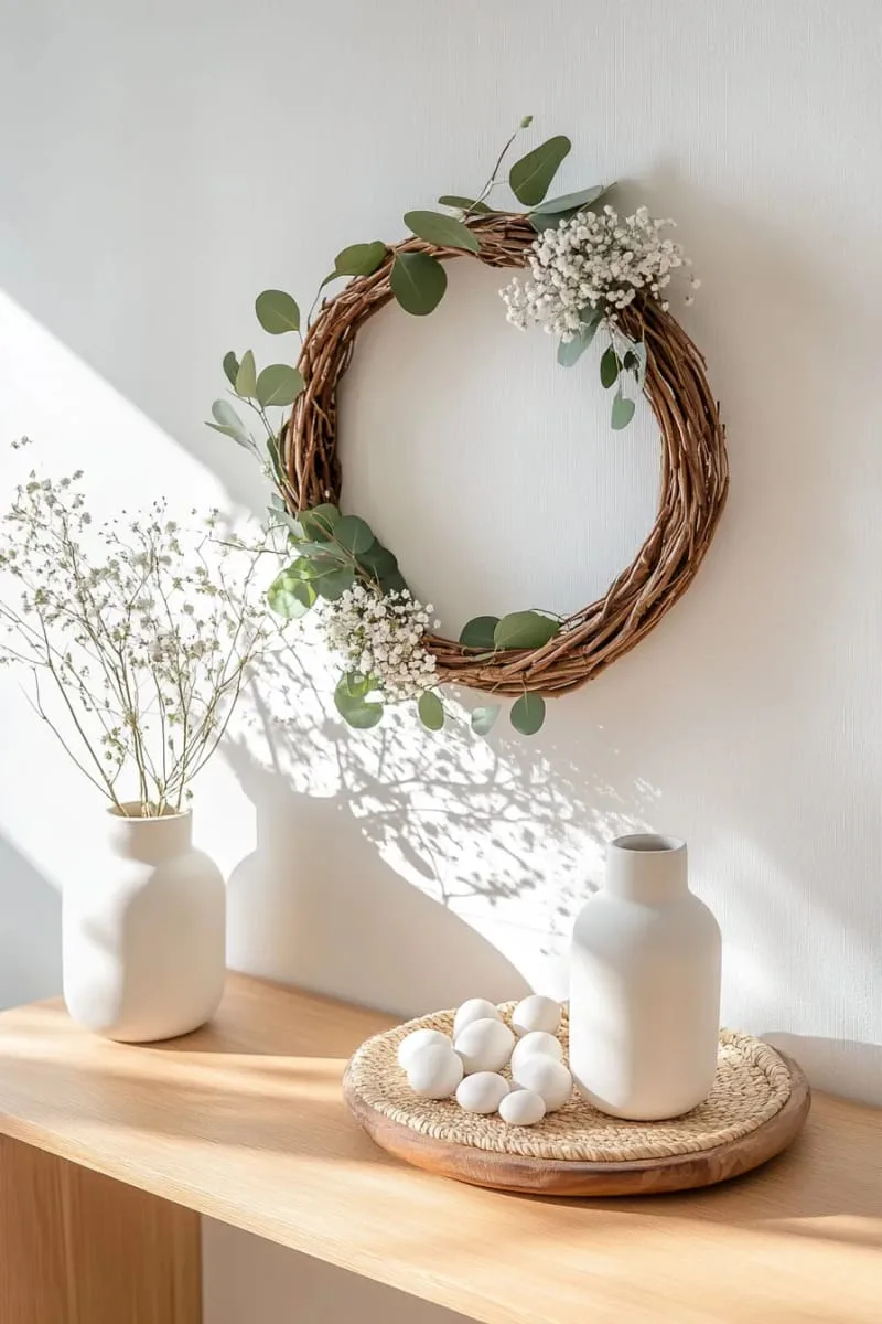 scandinavian style wreath with eucalyptus and white berries 1