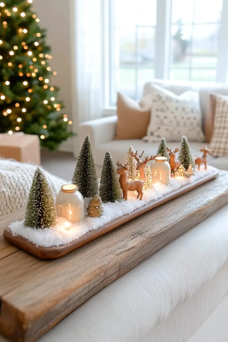 27 Stunning Christmas Decoration Crafts for a Unique 2025 73 shadowbox winter scene with led lights and miniature trees 1