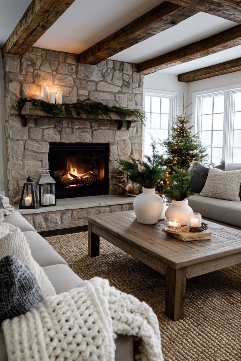 simple pine branches in white ceramic vases for a nordic touch 1