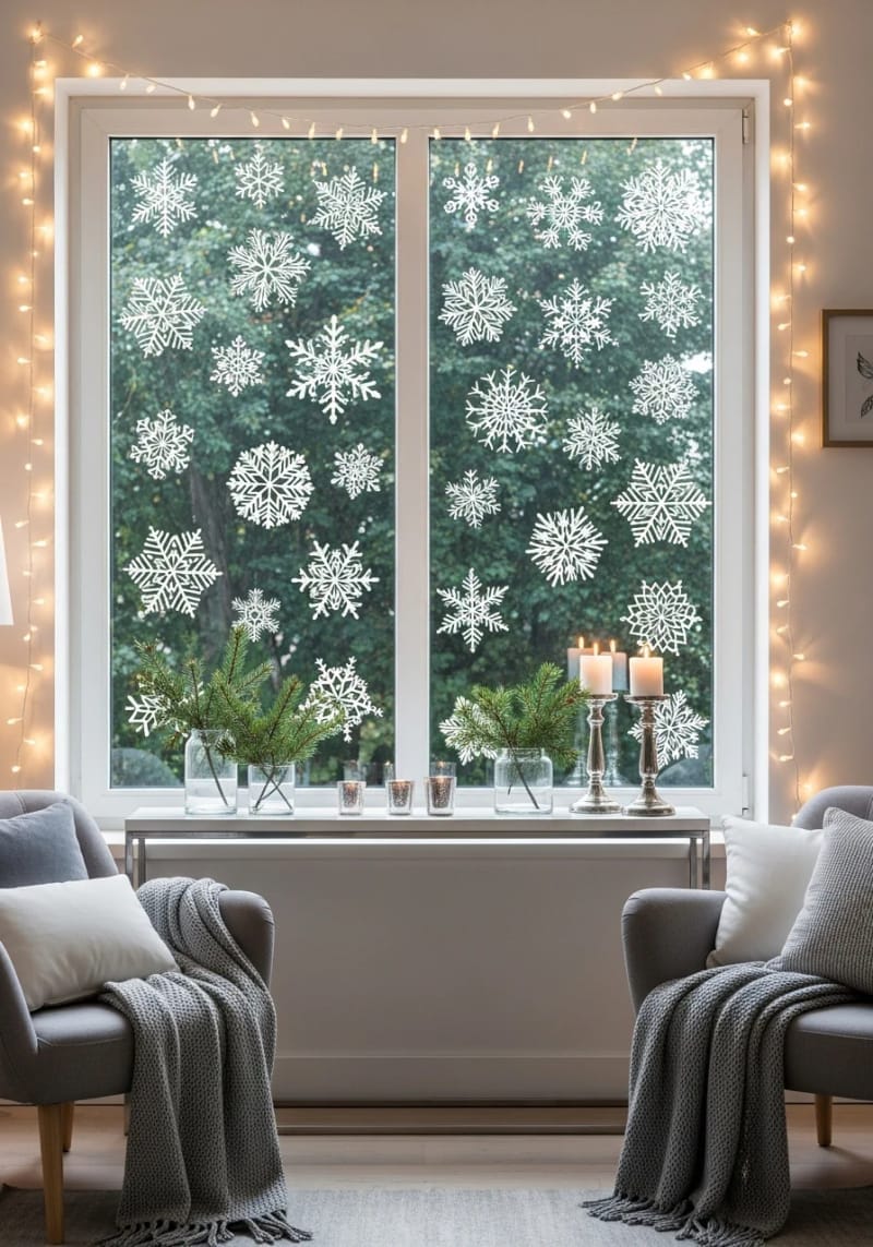 sleek vinyl snowflake window clings for a frosty effect 1
