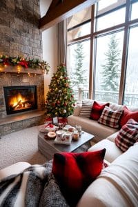 snowy outdoor view framed by frosted windows and cozy throws inside 40