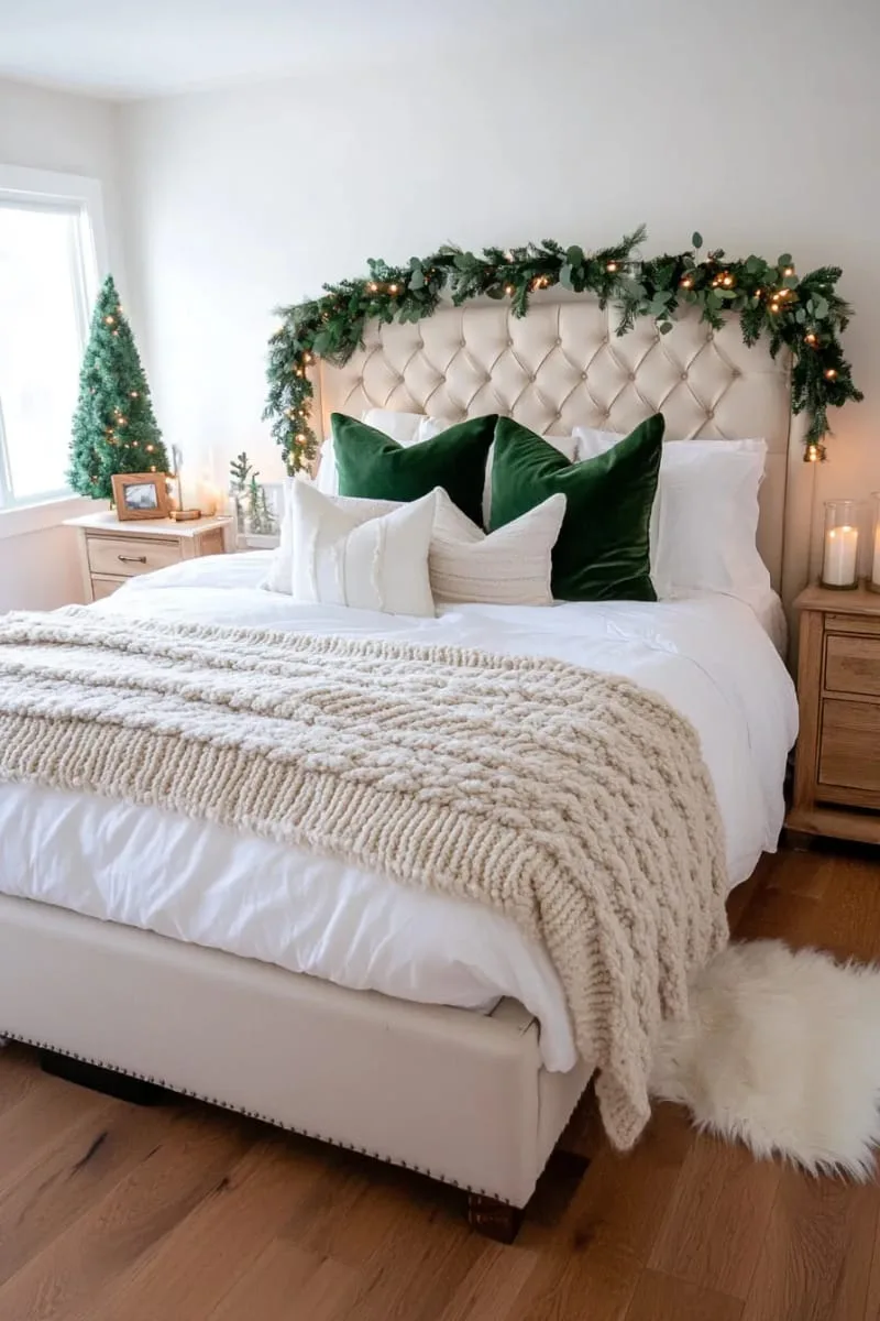 soft white fairy lights woven through a eucalyptus garland 1
