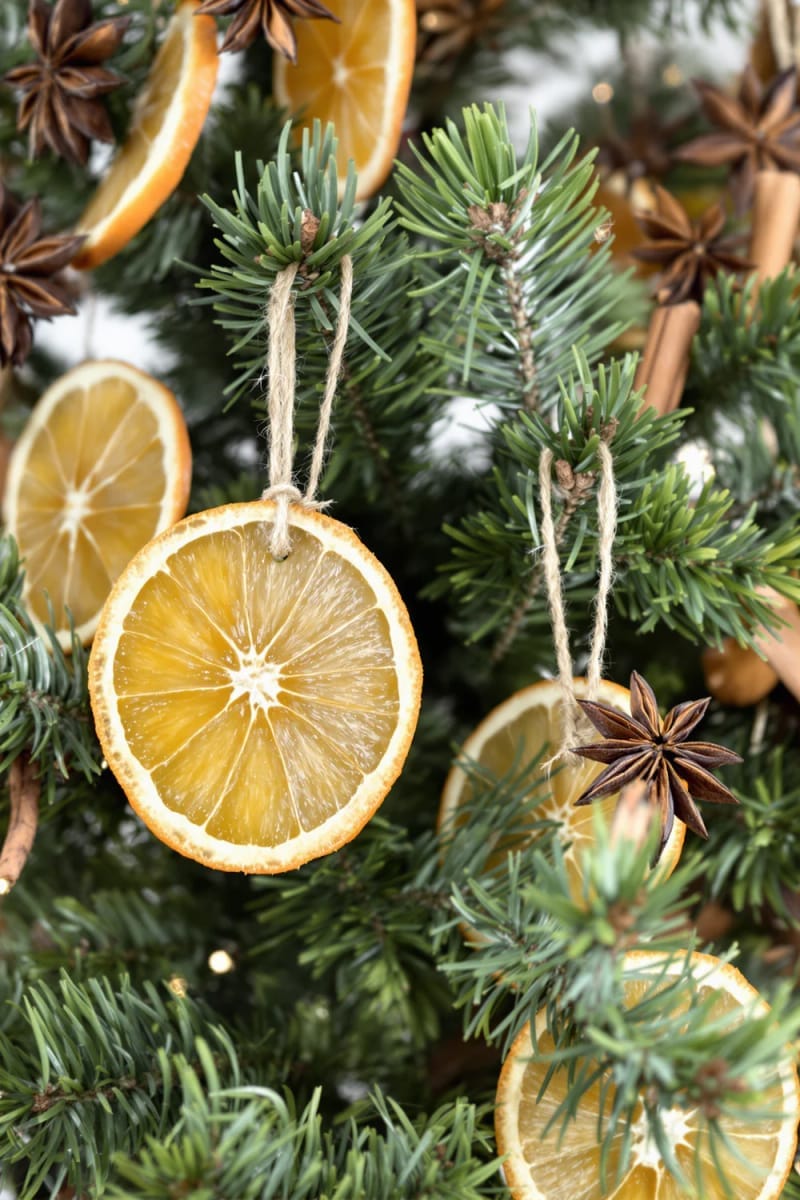 29 Inspiring Natural Christmas Decor Ideas for Modern Homes 61 star anise and dried orange slice ornaments for a natural tree look 1