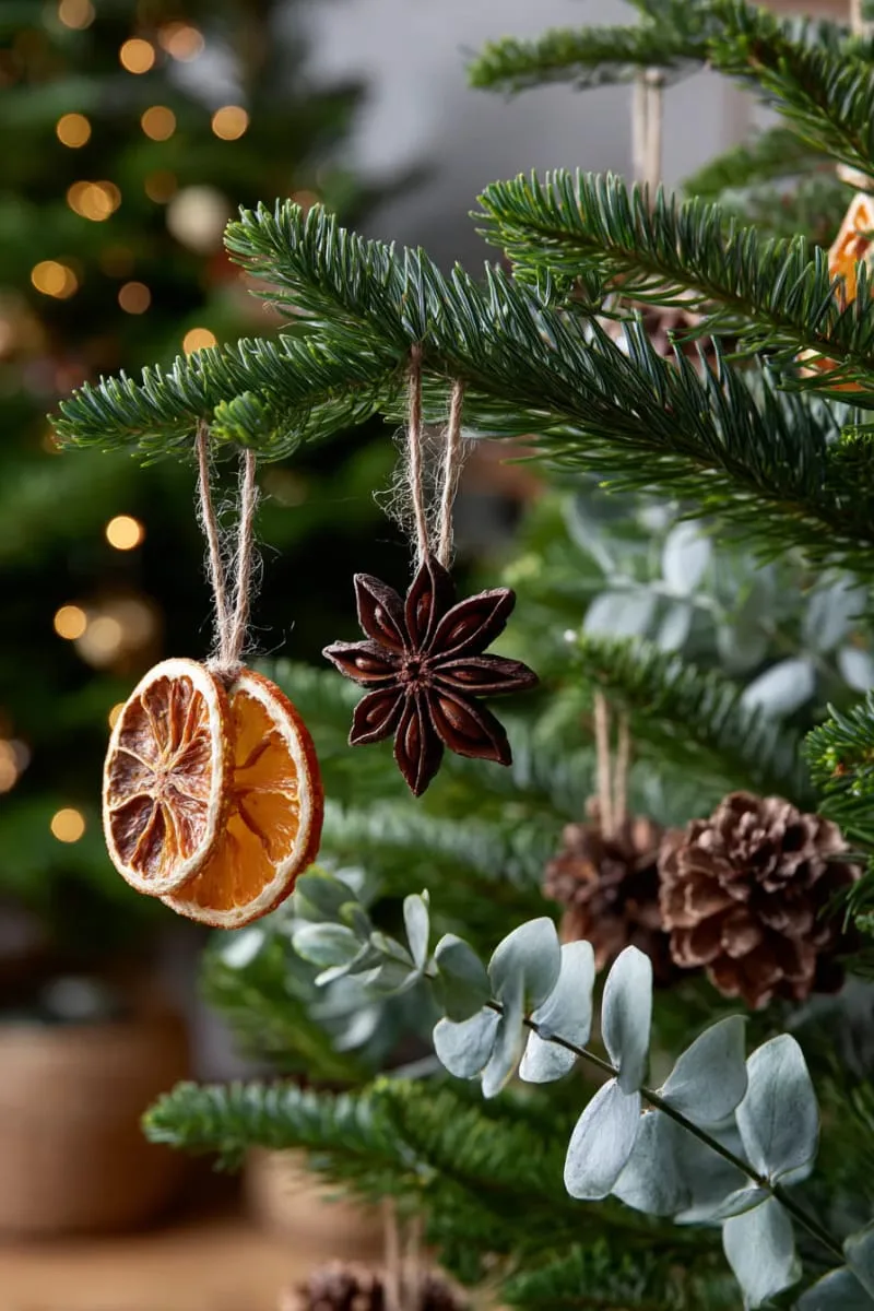 star anise and dried orange slice ornaments for a natural tree look 1