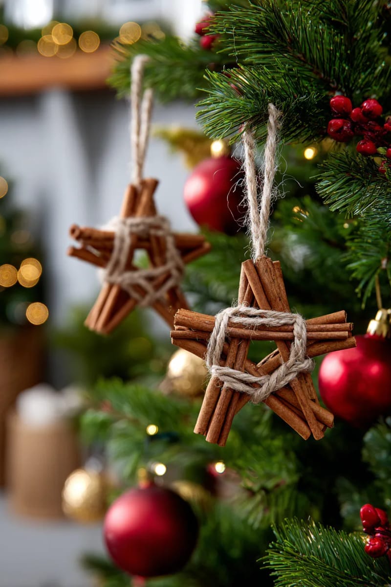star ornaments crafted from cinnamon sticks and twine 1