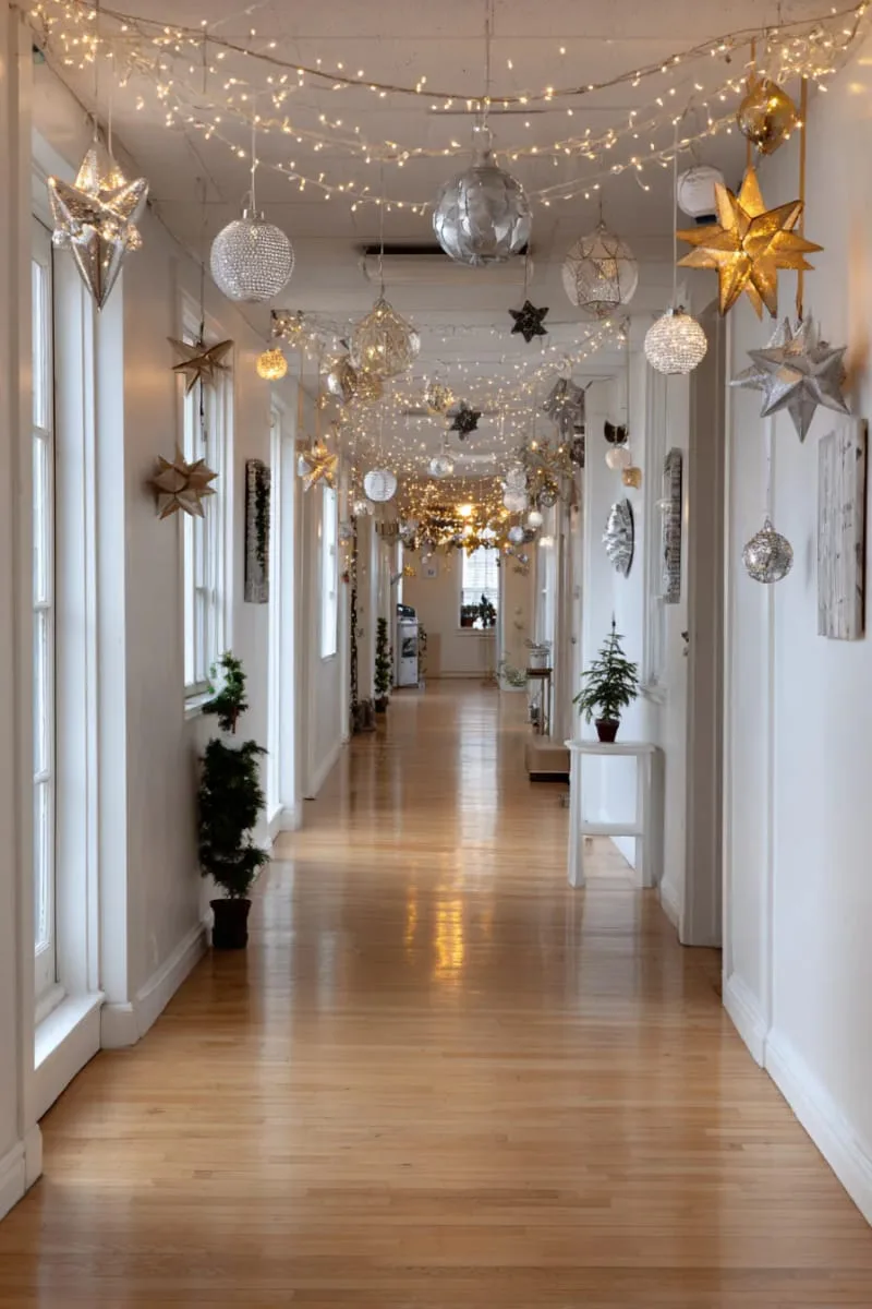 string lights draped across ceilings with hanging ornaments for magical hallways 1