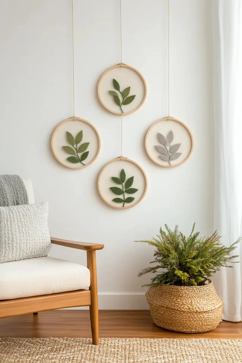 27 Sustainable Christmas Trees For Cheap and Eco-Friendly Decor 27 suspend wooden hoops and felt shapes vertically for a modern scandinavian tree. 1