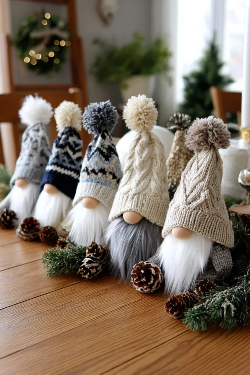 25 Upcycled Christmas Crafts DIY: Unique & Budget Friendly Decor Ideas 27 sweater sleeve gnome dolls with faux fur beards and woolen hats 1