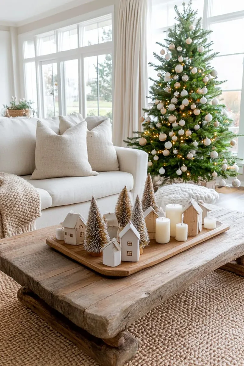 tiny bottle brush trees in oatmeal and taupe shades 1