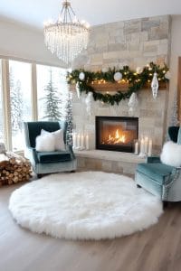 use a snowy white faux fur rug to create a winter wonderland effect 41