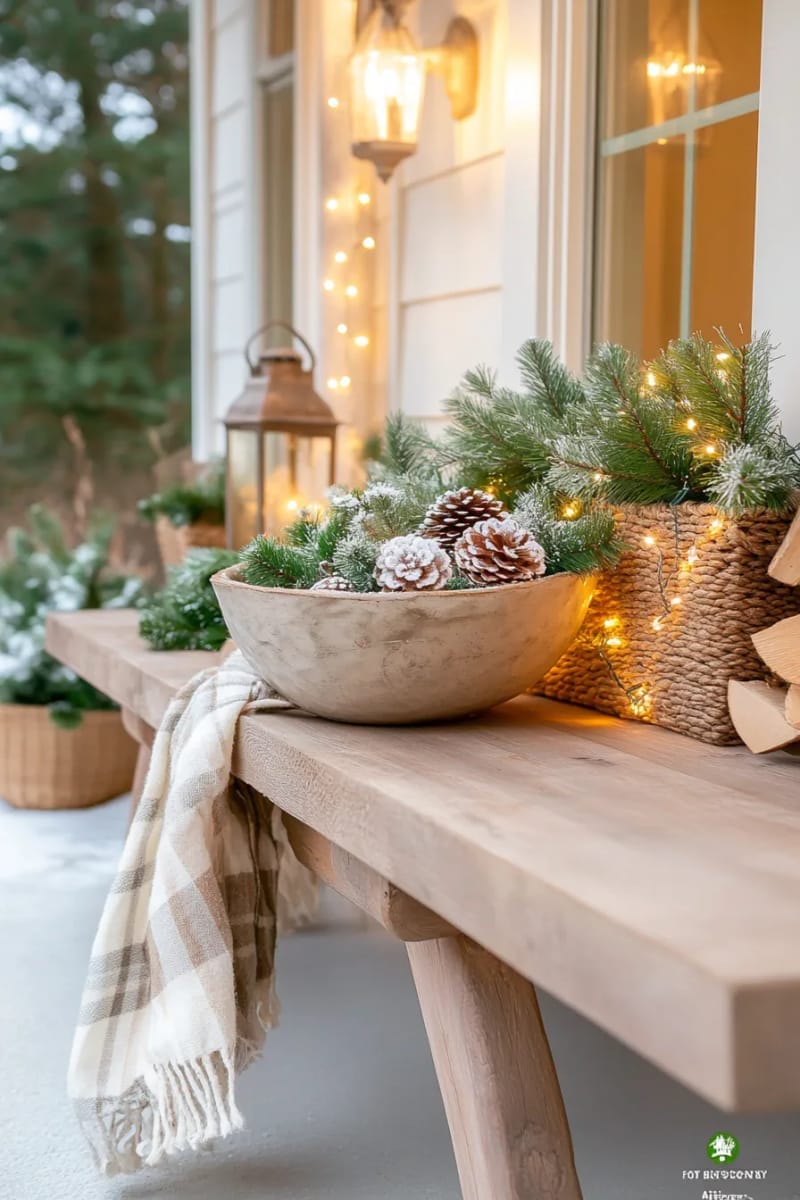 27 Stunning Winter Decor Ideas for a Stylish Retreat 21 use frosted pinecones and eucalyptus sprigs in a bowl as an entryway accent. 1