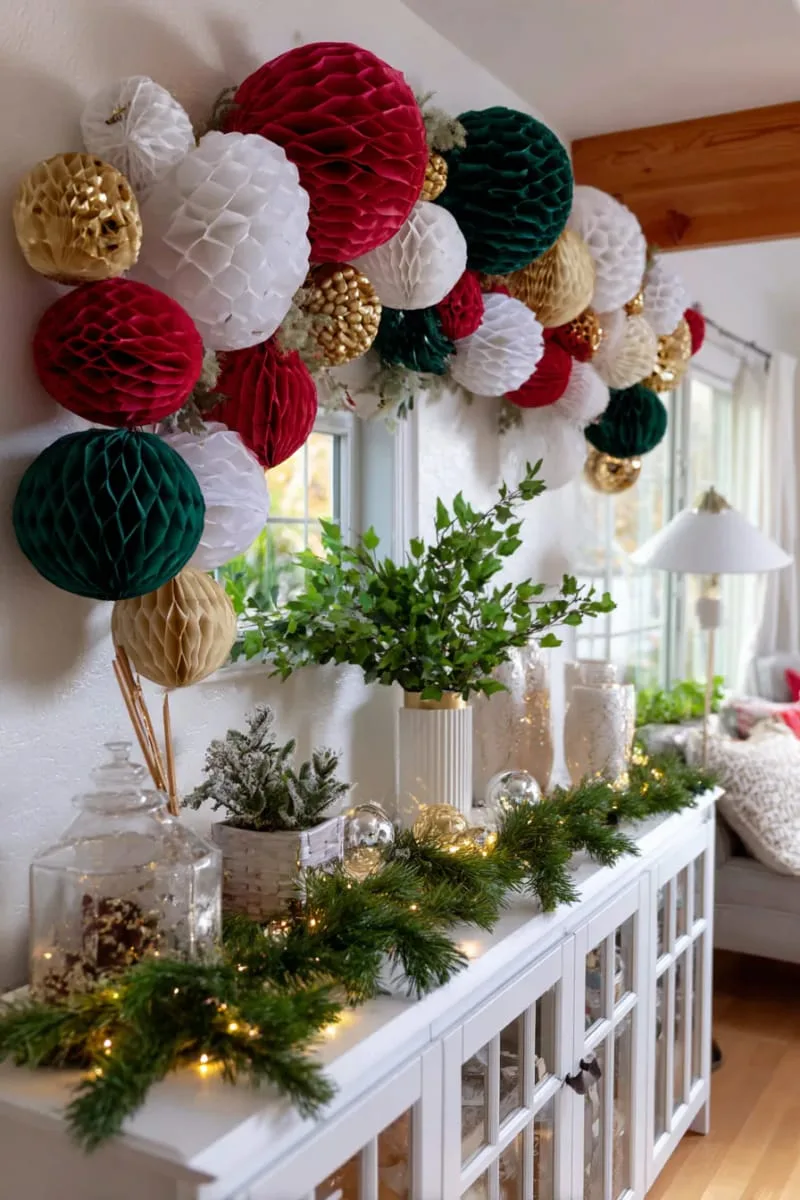 use honeycomb paper ornaments as wall art for a playful statement. 1