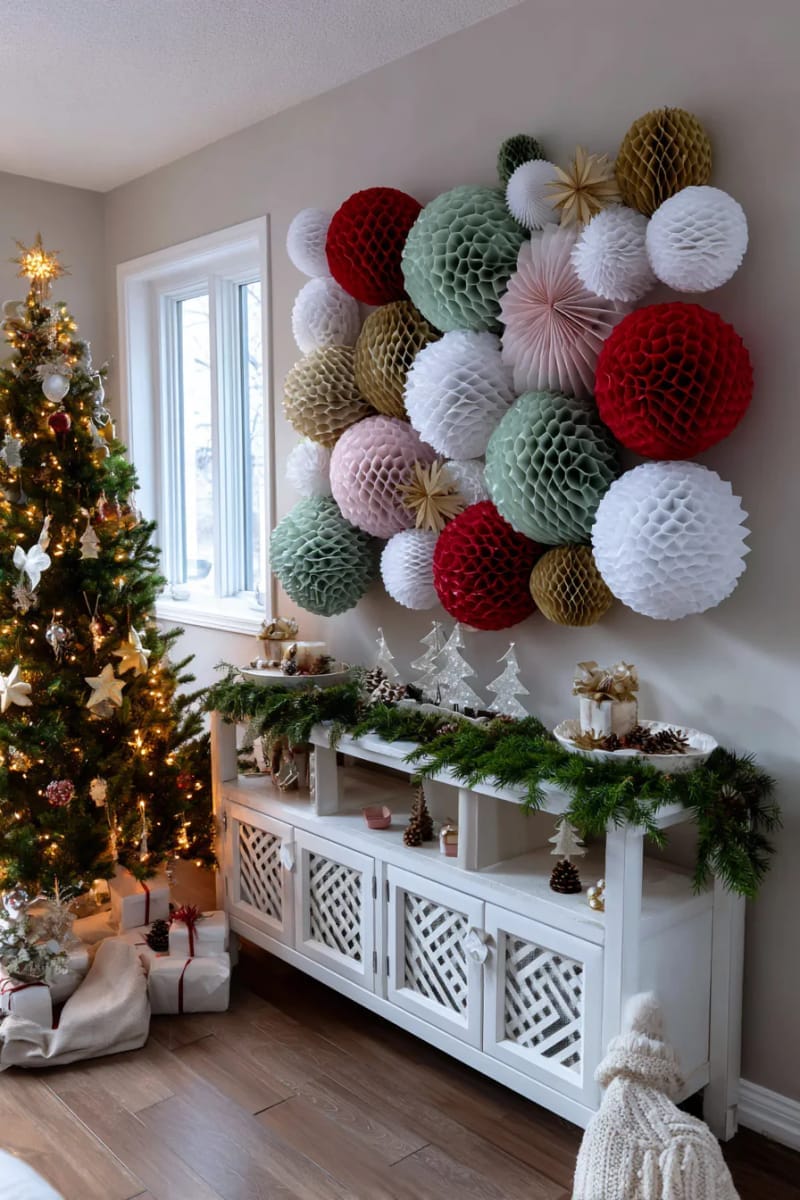 use honeycomb paper ornaments as wall art for a playful statement. 1