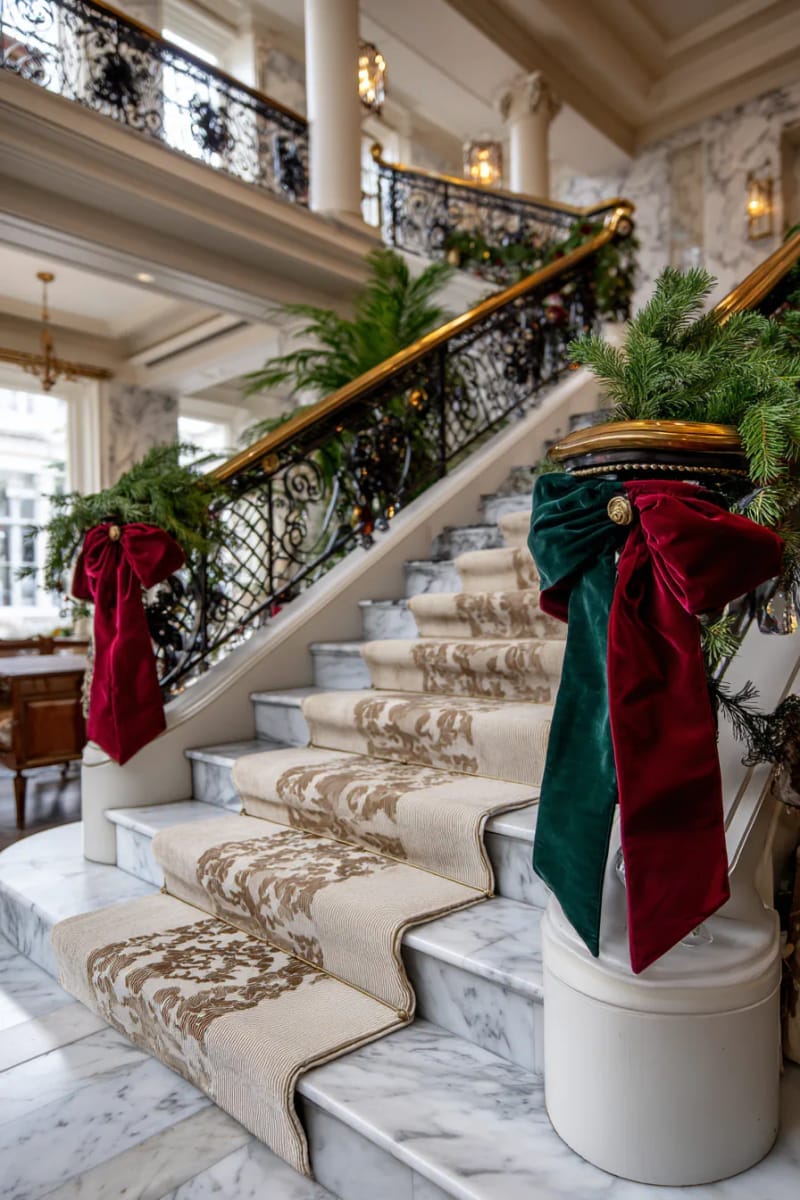 velvet bows and crystal icicles on a grand staircase 1