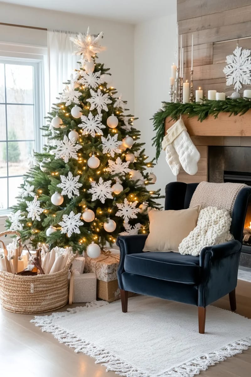 vintage-inspired crochet snowflake ornaments in off-white yarn 1