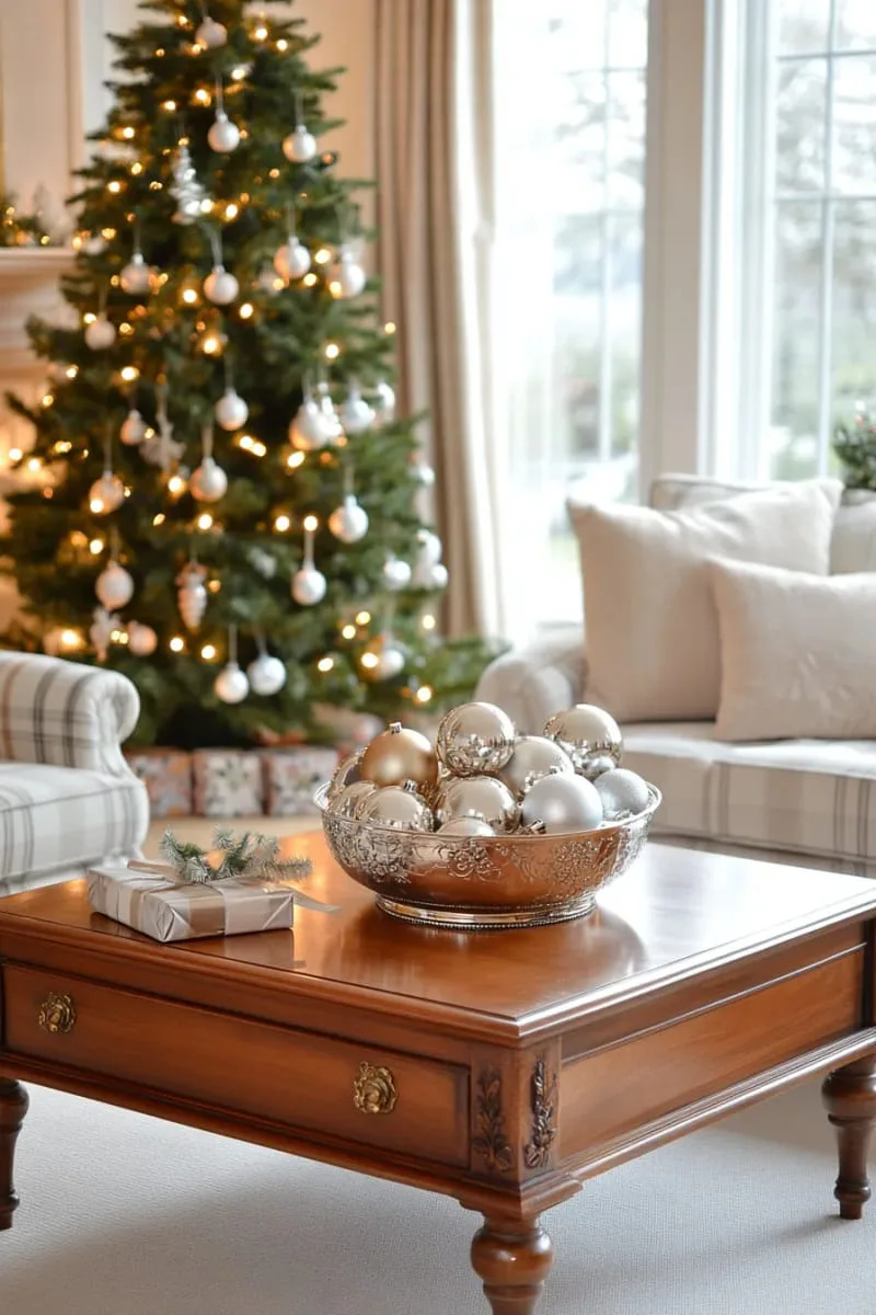 29 Best Christmas Decorations Trends You Can't Miss This Year 105 vintage-inspired mercury glass ornaments in a decorative bowl 1