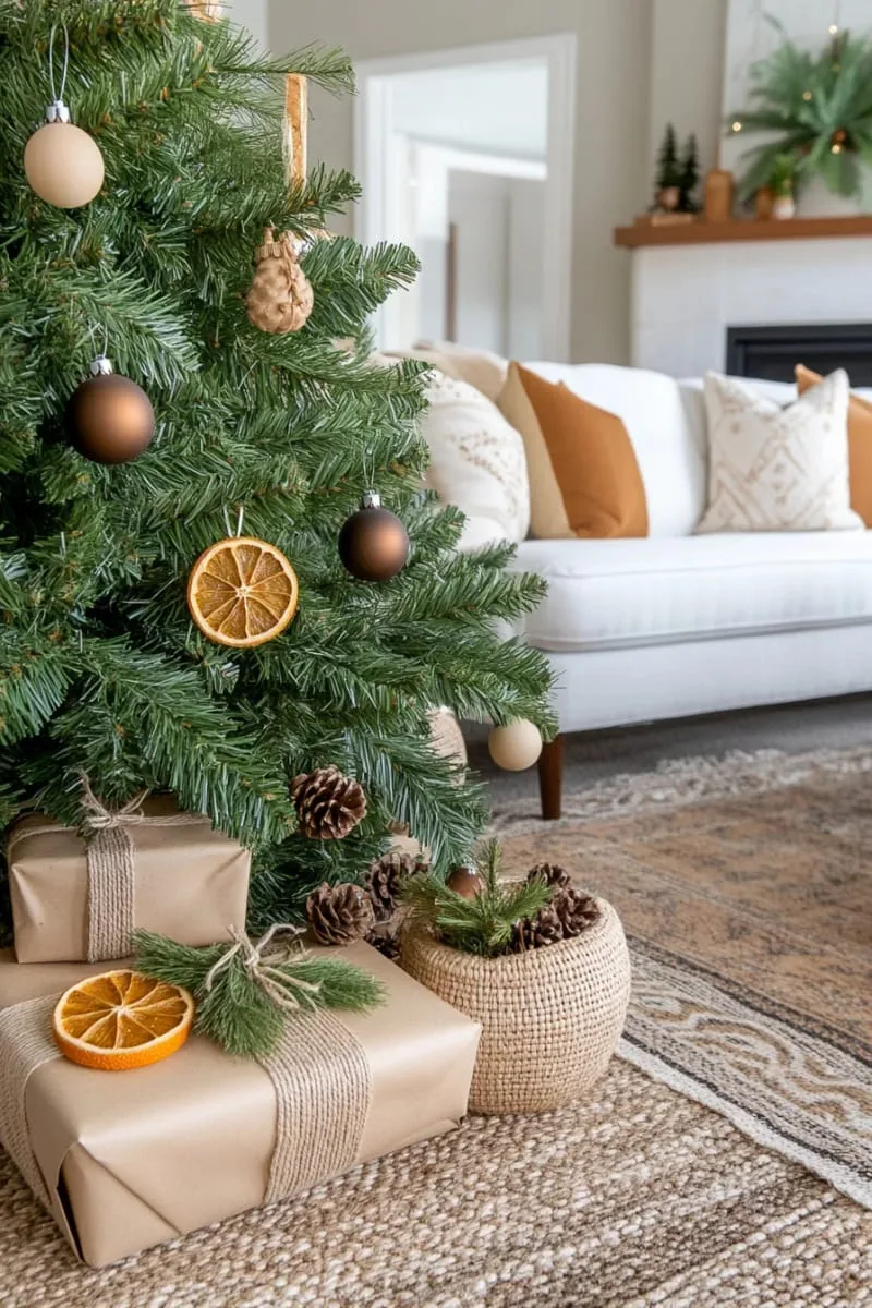 vintage-inspired tree skirt in deep brown and olive hues 1