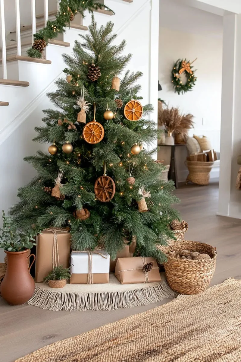 vintage-inspired tree skirt in deep brown and olive hues 1