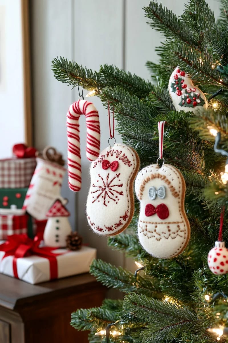 25 Best Christmas Window Decor Ideas to Try This Year 32 whimsical felt ornaments shaped like mittens, candy canes, and gingerbread men. 1