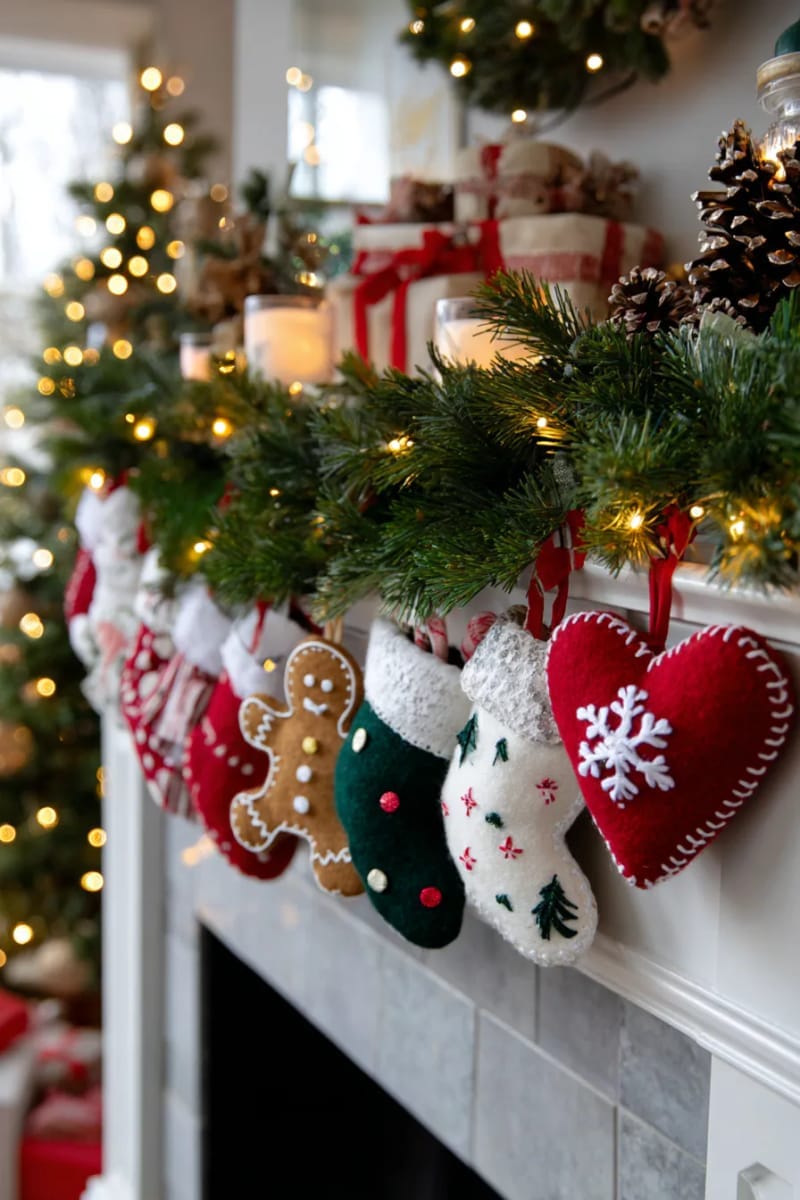 25 Best Christmas Window Decor Ideas to Try This Year 33 whimsical felt ornaments shaped like mittens, candy canes, and gingerbread men. 1