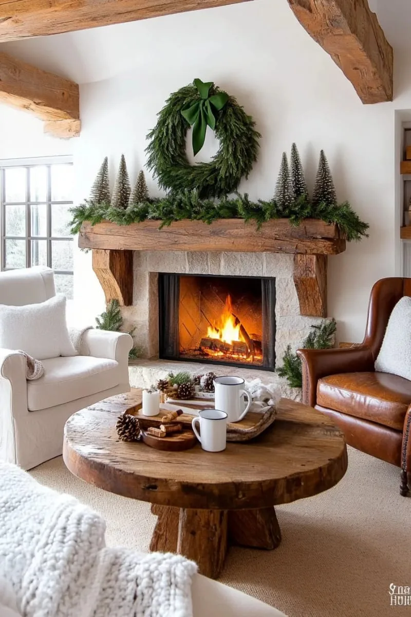 29 Simple Christmas Decor Ideas for a Beautiful Holiday Season 12 woven wreath with fresh greenery and a single velvet ribbon 1