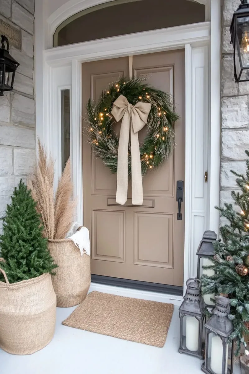 wreath of dried pampas grass with a burlap bow 1