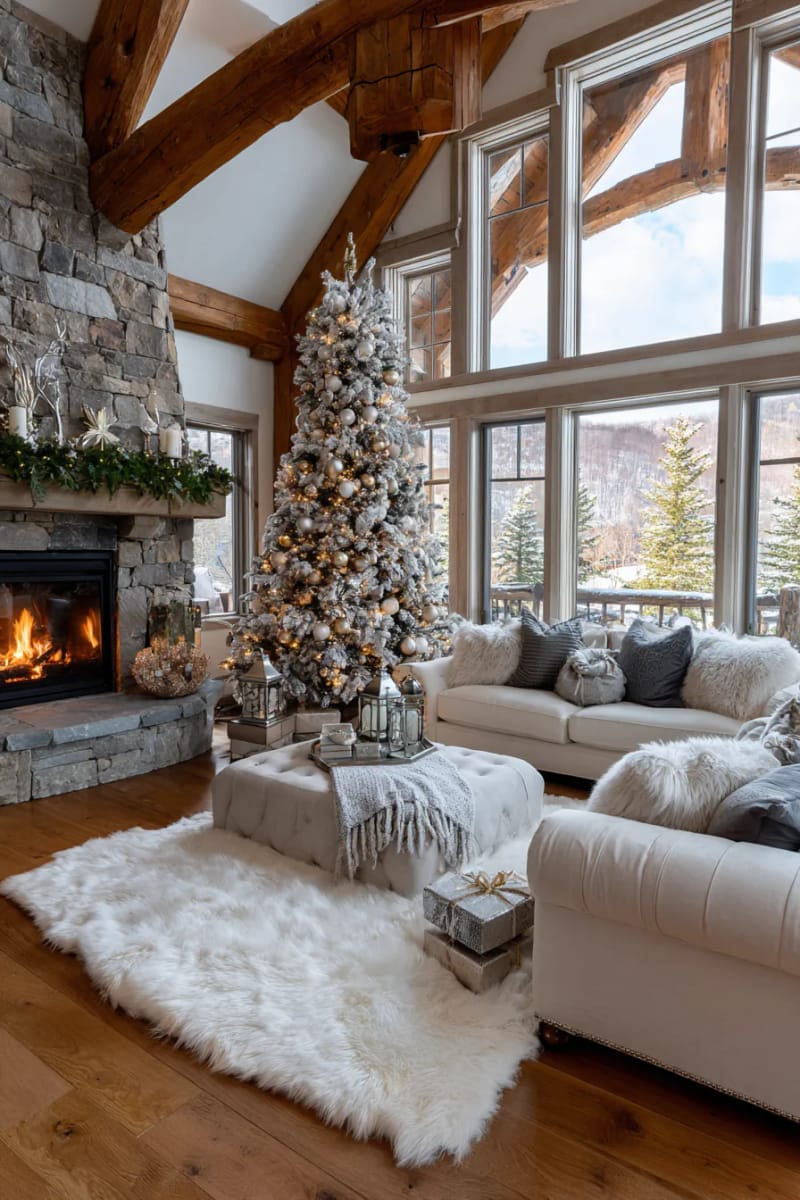 adorn a white tree with only champagne and silver baubles for winter chic. 1