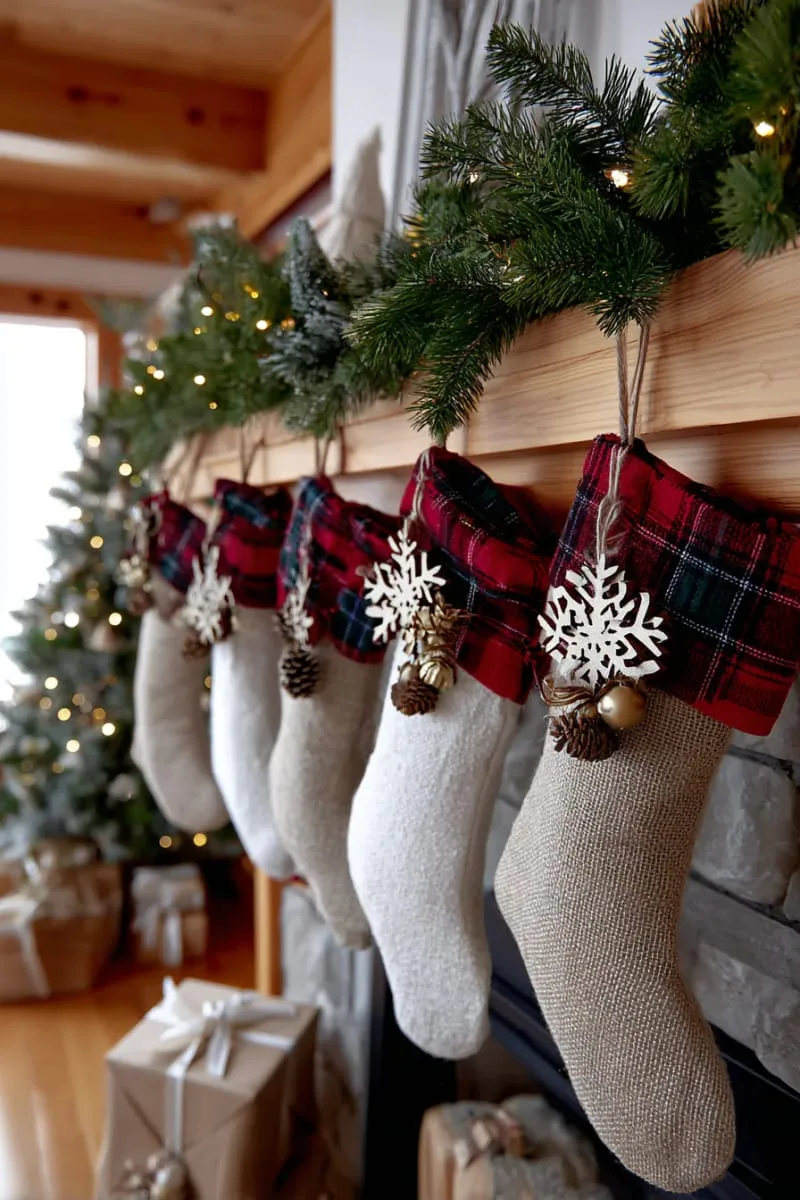 attach tiny wooden snowflakes and jingle bells for rustic festive vibes 1