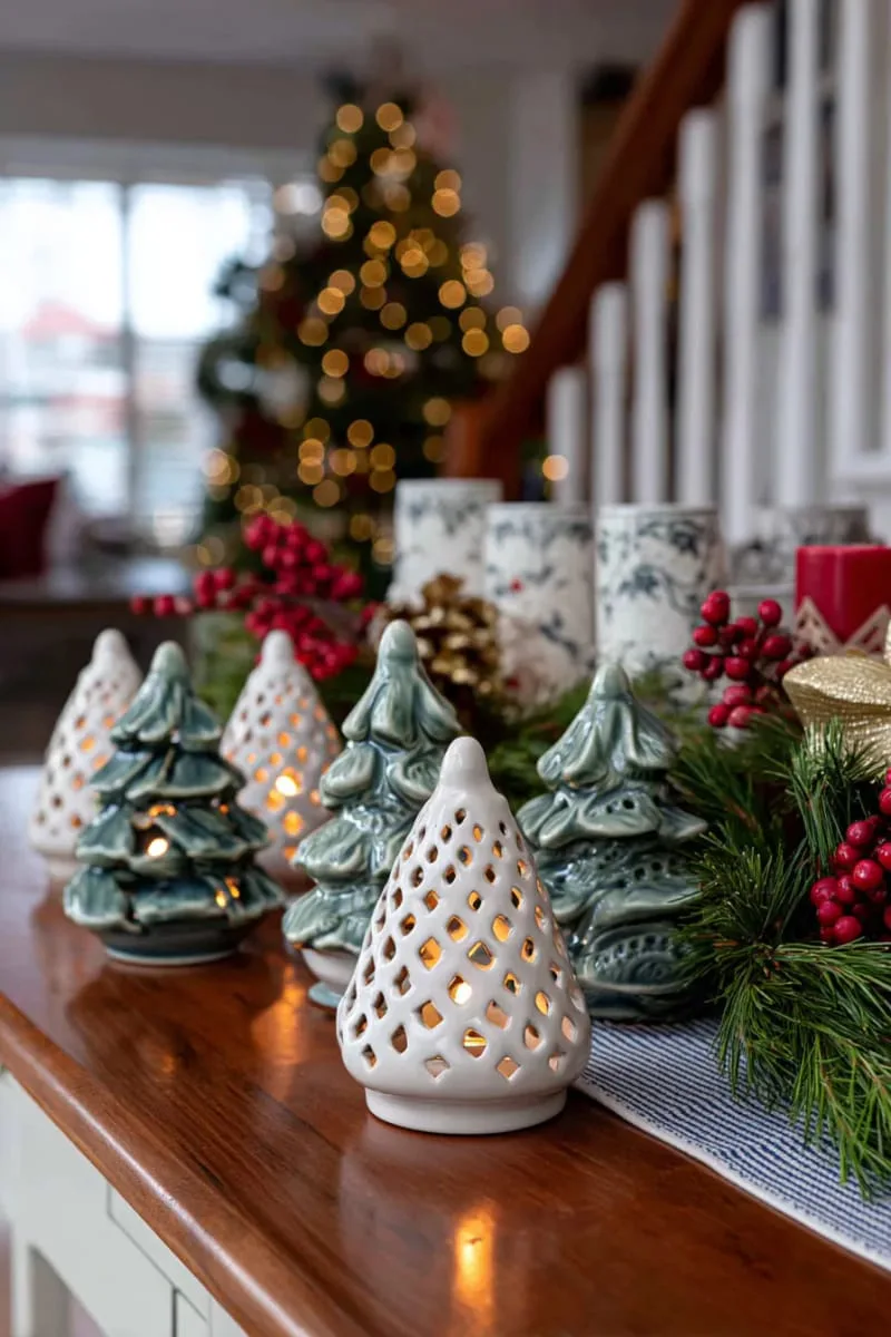 candle-lit ceramic tree lanterns with pierced holes for glowing effects 1